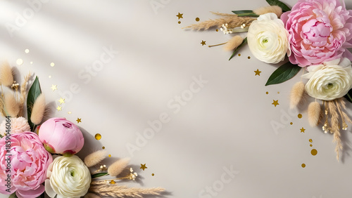 Elegant Pink Floral Background for Mother's Day with Copy Space (Fondo de Flores para Día de la Madre)