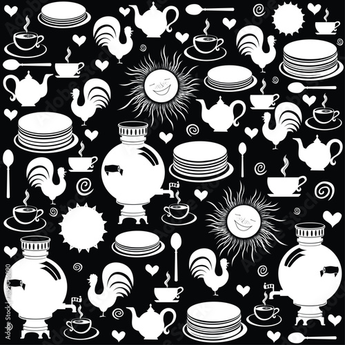 Shrovetide or Maslenitsa. Holiday Shrovetide. Russian folk festivities. The symbols of the holiday is pancakes and sun.  Great Russian holiday.  Vector illustration.