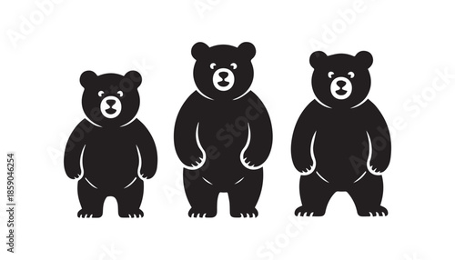 black color teddy bear silhouette vector illustration, solid white background