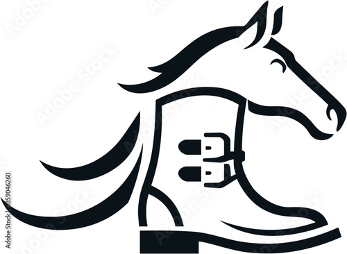 black horse head illustration