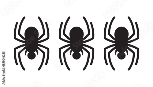 black color spider set silhouette vector illustration, solid white background