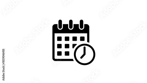 calendar icon with moving clock animation.4K video on white and green screen