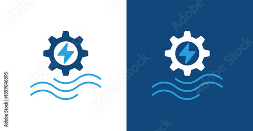 Hydropower Glyph Duotone, with light and dark background