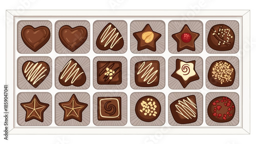 Assortment of delicious chocolate candies in a decorative box, perfect for gifting and indulgence