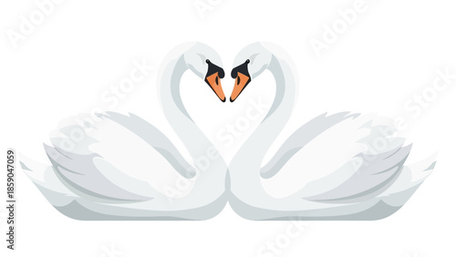 Illustration of Two Swans Forming a Heart Shape with Their Necks, Symbolizing Love and Romance