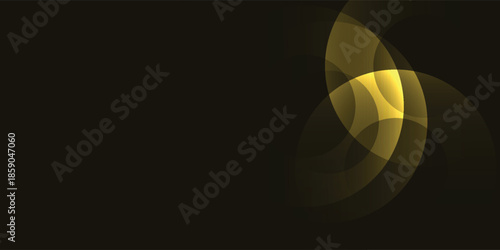 Abstract golden light swirls on dark background.