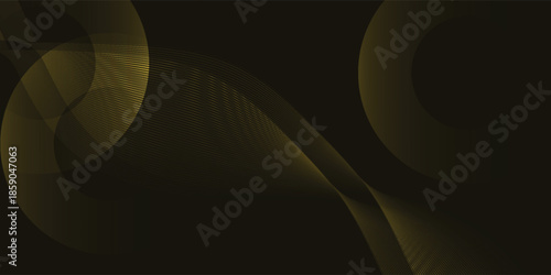 Abstract dark background with flowing golden lines and shapes.