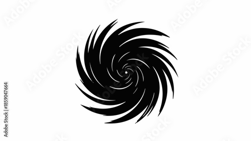Abstract swirling vortex with dark energy and powerful motion on white background