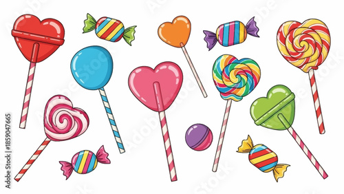 Sweet Delights A Colorful Collection of Lollipops and Candies for Joyful Moments