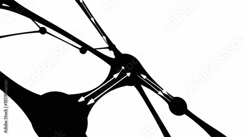 Abstract depiction of neural network connections with arrows indicating signal flow