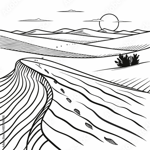 Desert dunes under moonlit sky