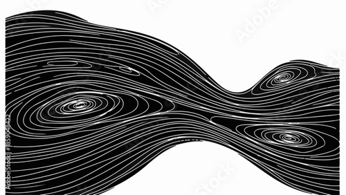 Dynamic fluid flow visualized with swirling lines on a black background