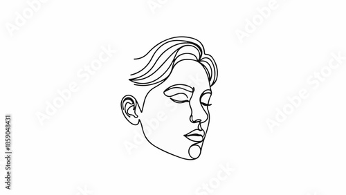 Minimalist line drawing of a serene face with closed eyes, conveying peace and contemplation.