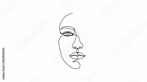 Elegant single line drawing of a woman's face, conveying beauty and simplicity.
