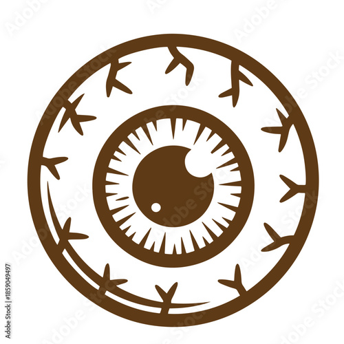 Vintage Brown eye with airplanes flying around it in a circular motion symbolizing travel and vision in one sentence