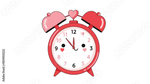 Adorable pink alarm clock with heart details, perfect for expressing love and time management