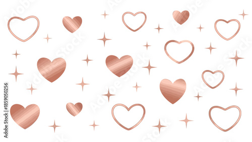 Elegant Rose Gold Heart and Star Pattern A Romantic and Decorative Design Element