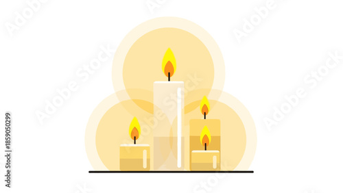 Glowing Candles A Vector Illustration of Warmth and Serenity on a White Background
