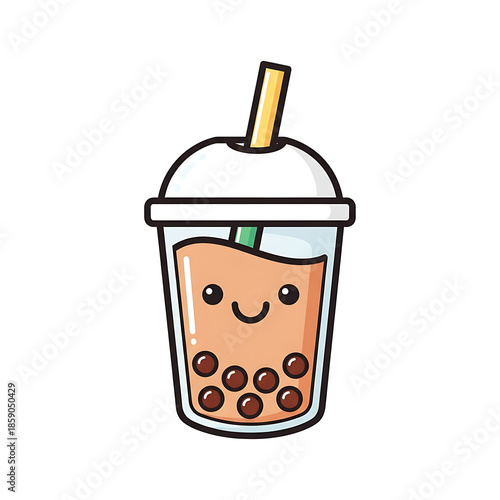 Wallpaper Mural Boba Tea Cute Cartoon. Torontodigital.ca