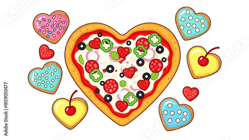 Delicious Heart-Shaped Pizza and Cookies for Valentine's Day A Festive Feast of Love and Flavors!