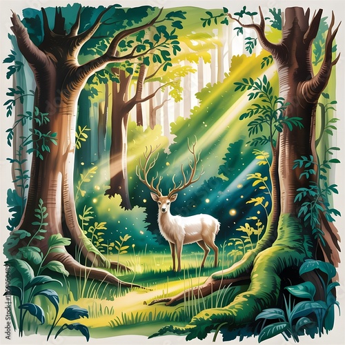  vector illustration of a green forest