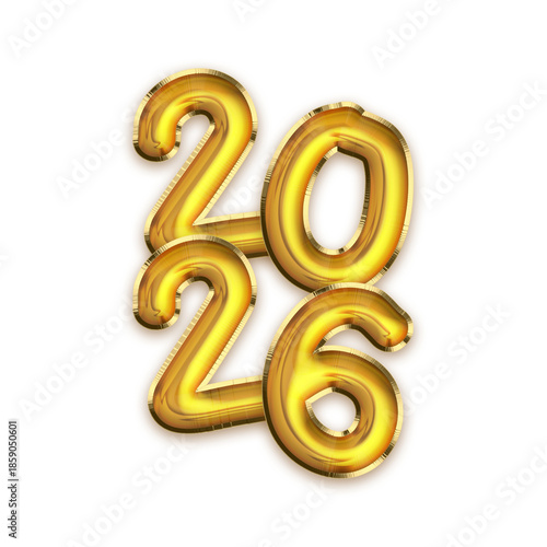 2026 golden balloon numbers symbolizing New Year celebration, festivity and special events, perfect for invitations, banners and decorative designs