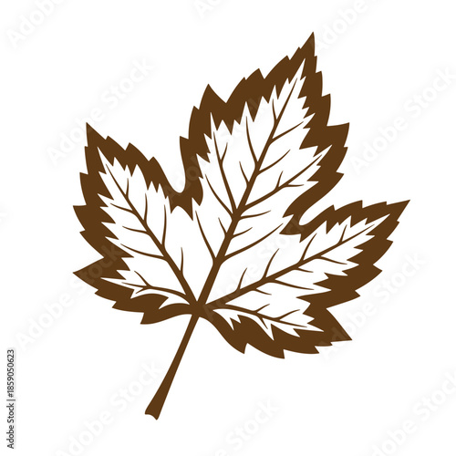 Vintage Brown maple leaf silhouette on white background