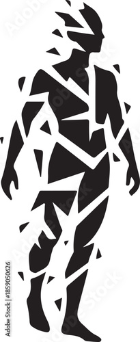 Adobe Illustrator Artwork Abstract fragmented human silhouette, modern vector design