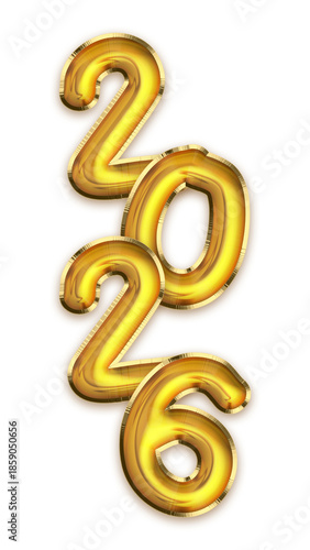 Golden balloon numbers 2026 with an elegant festive style for New Year parties and event celebrations