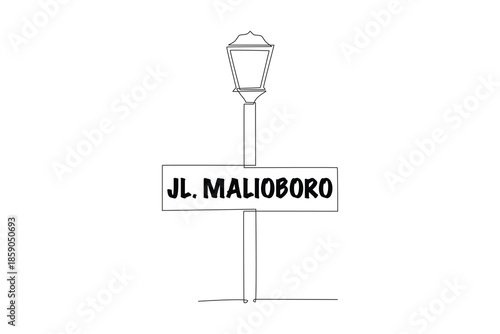 Malioboro Street. Yogyakarta concept one-line drawing