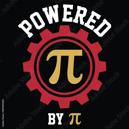 powered by pi symbol on gear logo design Vector illustration