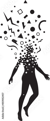 Freedom concept silhouette breaking shapes.