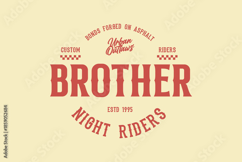  streetwear concept  Retro Brotherhood Night Riders Motorcycle Club Emblem