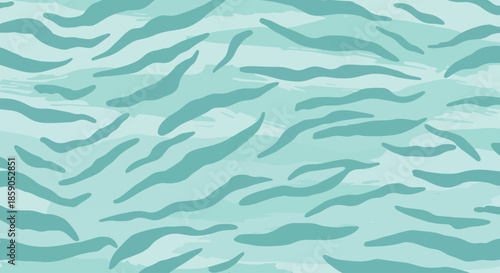 Mint green tiger stripe pattern with abstract watercolor brush strokes background, Wildlife fur pattern with turquoise tones, Pastel green tiger skin background