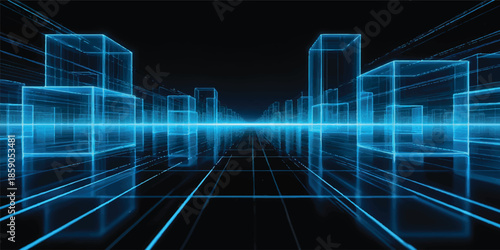 Blue abstract digital finance stock market graph line data chart illustration