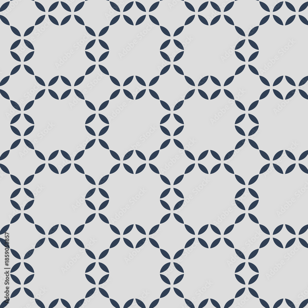 Fototapeta premium Light Gray Background with Dark Blue Interlocking Oval Pattern geometric seamless