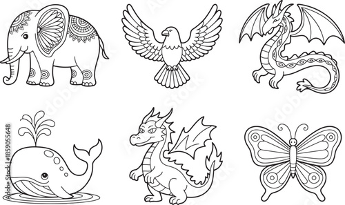 animals Collection of cartoon for coloring book