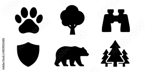 Nature and wildlife elements represented as vector icon set
