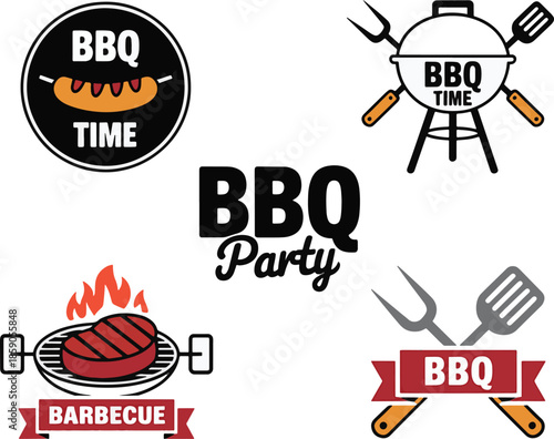 barbecue themed logos and icons vibrant collection set of for outdoor events and parties