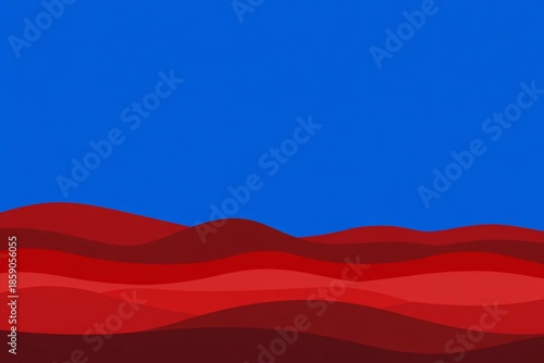 Abstract Red Hills with Blue Sky in Minimalist Style