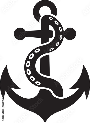 anchor intertwined with a kraken tentacle Blue kraken fleet logo featuring