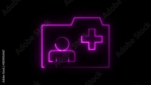 glowing neon home clinic icon animation, medical purple clinic Line animation,medical icon 4K Video motion on black background.