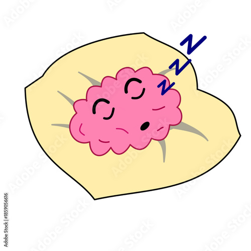 BRAIN SLEEPY FEELING TIRED SLEEPING ON PILLOW element.eps