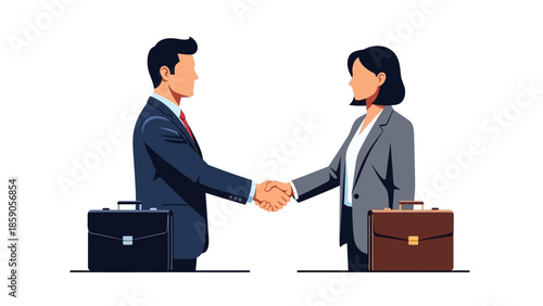 Business Partnership Agreement, Handshake, and Collaboration in a Professional Environment