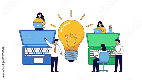 Team Brainstorming and Collaboration Ideas, Innovation, and Digital Solutions