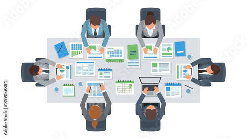 Business Meeting Team Collaboration and Strategy in a Top-Down Perspective