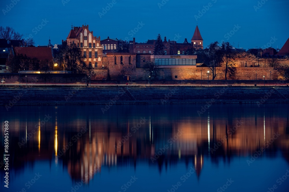 Obraz premium rzeka, gród, woda, architektura, europa, podróż, niebo