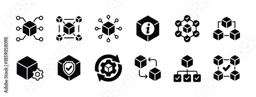 Network database isometric concept with cube data and connection lines and circuit for storage and processing information