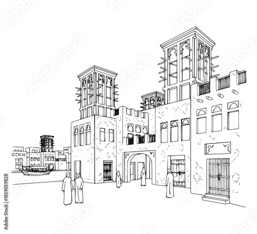 Al Fahidi Street. Historical district with museums, souks, and traditional Emirati architecture
