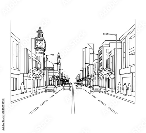 Al Rigga Street. Bustling street in Deira with restaurants, shops, and nightlife
